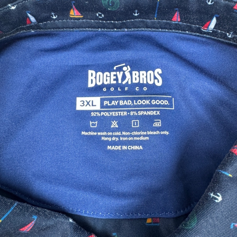 Bogey Bros Golf Co Polo Shirt Nautical Sailboat Print Navy Mens 3XL XXXL - Picture 3 of 9